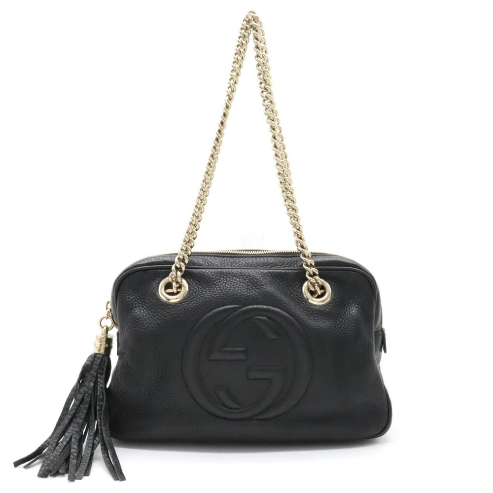 Gucci Black Leather Soho Chain Shoulder Bag